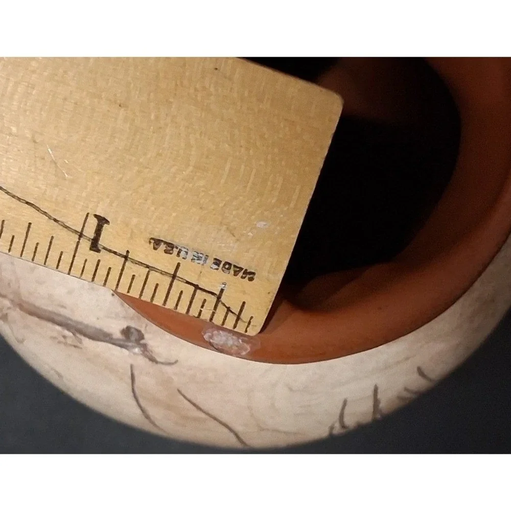 Getty Signed Studio Pottery Vase Incised Leaf Grass Earthy Terracotta 5.5 Inch